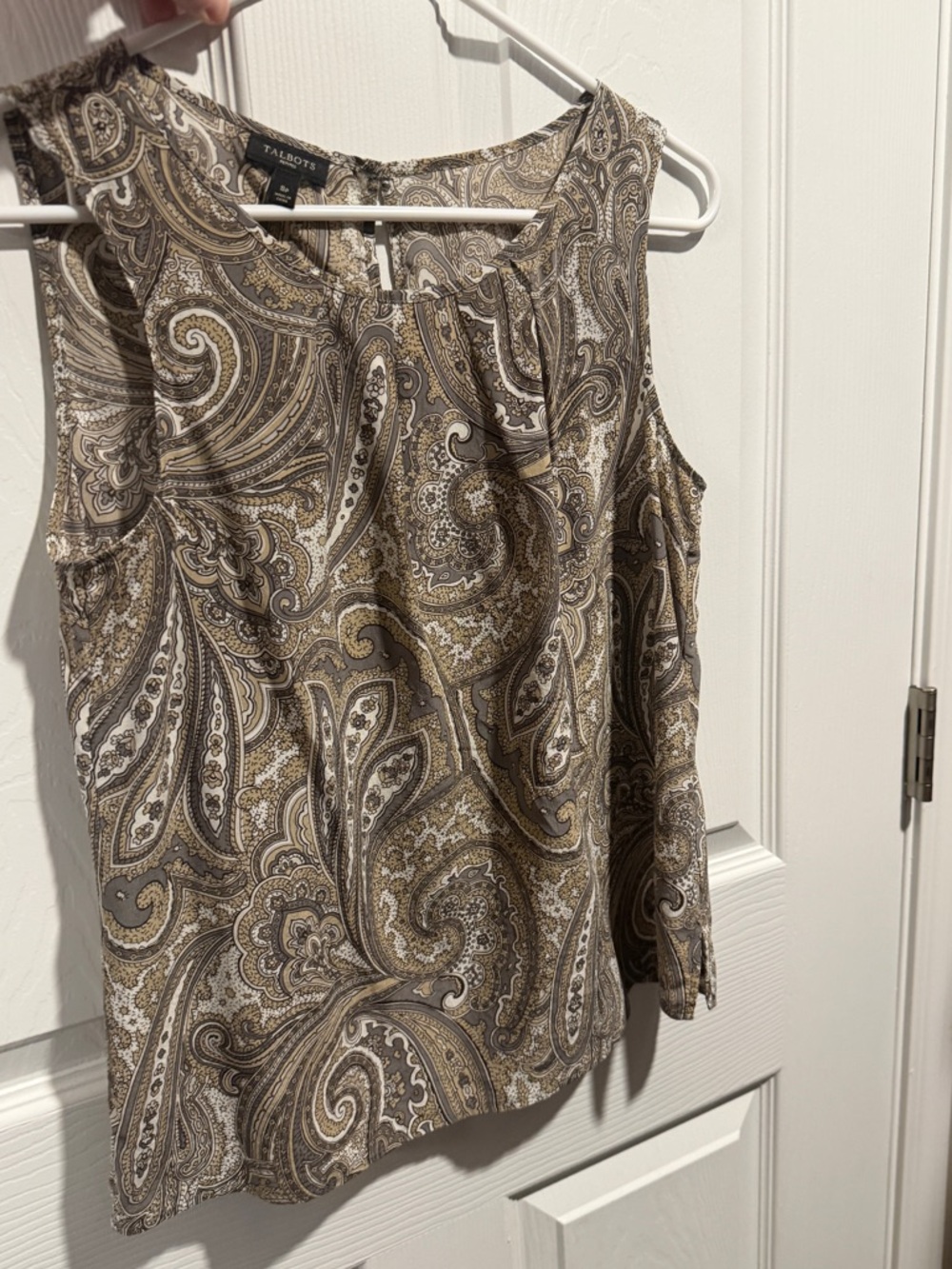 Talbots Silk Taupe, Ivory and Gold Paisley Sleeveless Camisole